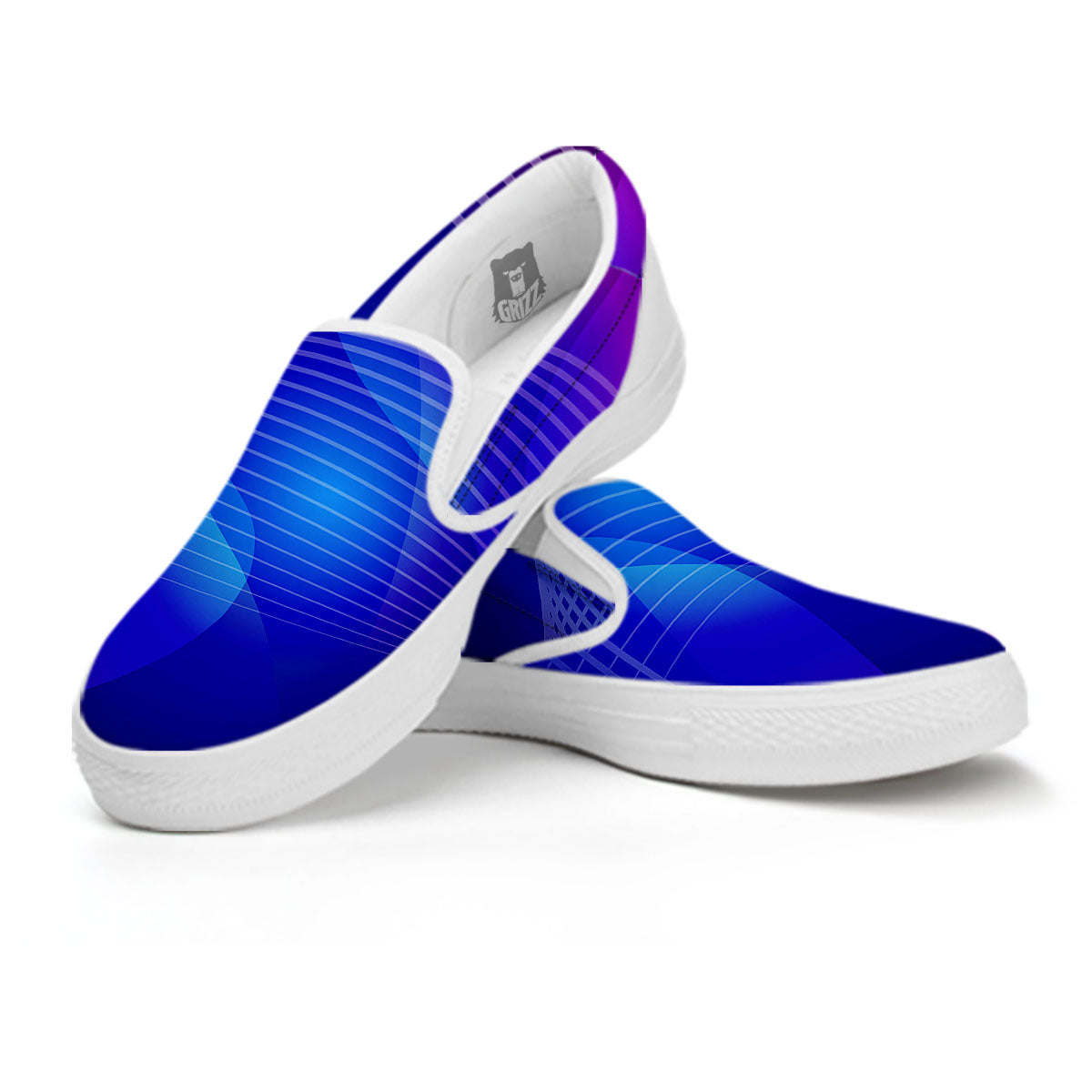 Wave EDM Print White Slip On Shoes-grizzshop