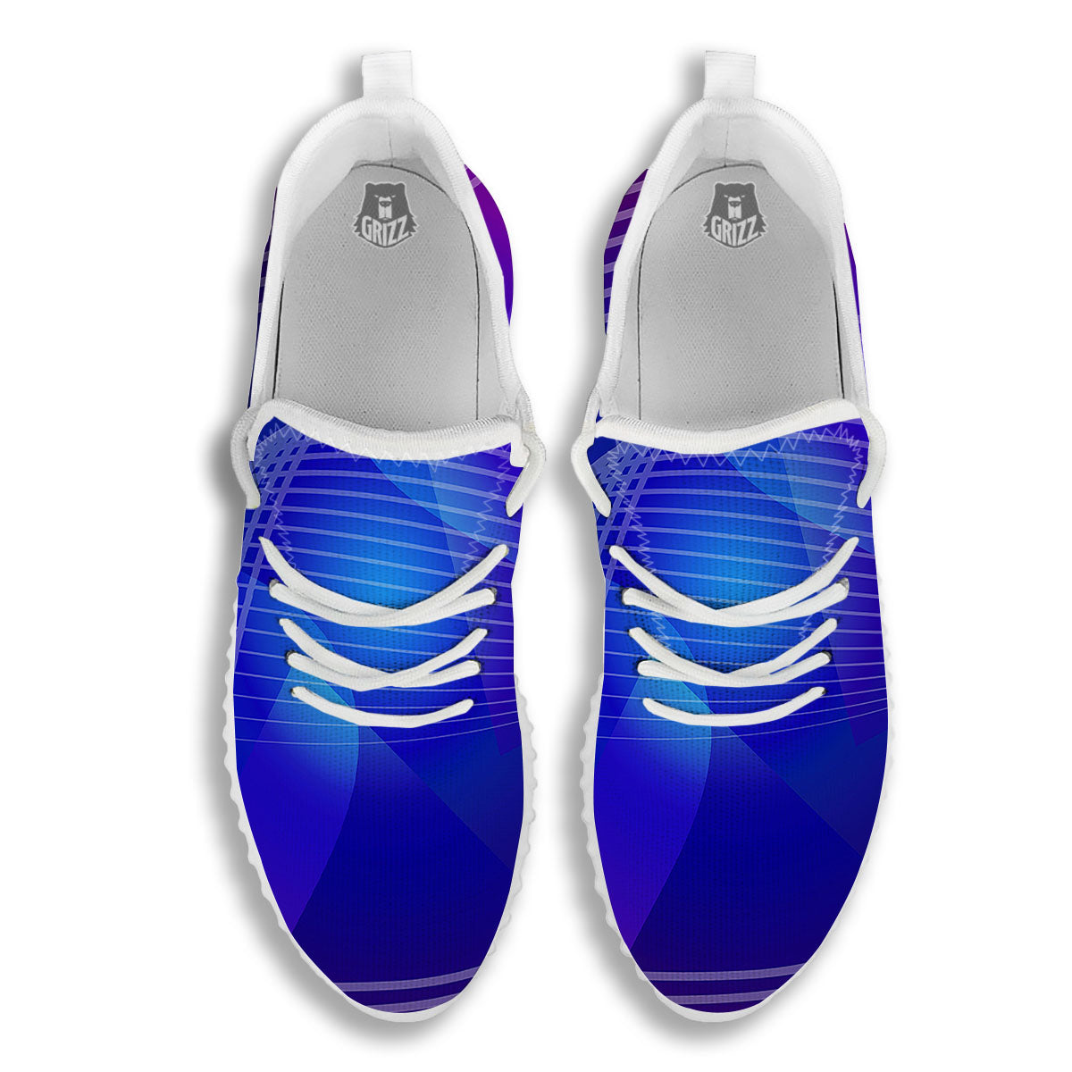 Wave EDM Print White Walking Shoes-grizzshop