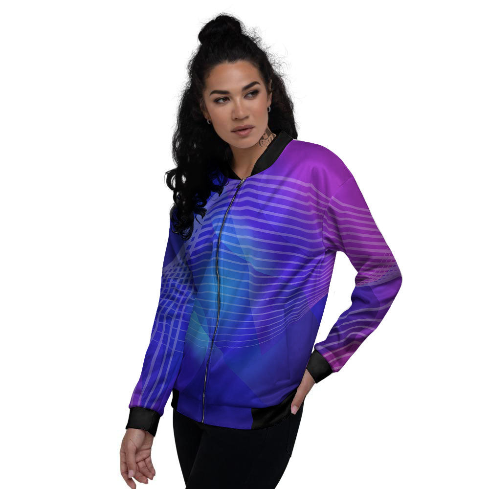 Wave EDM Print Women's Bomber Jacket-grizzshop