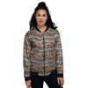 Wave Japanese Patchwork Print Pattern Women's Bomber Jacket-grizzshop