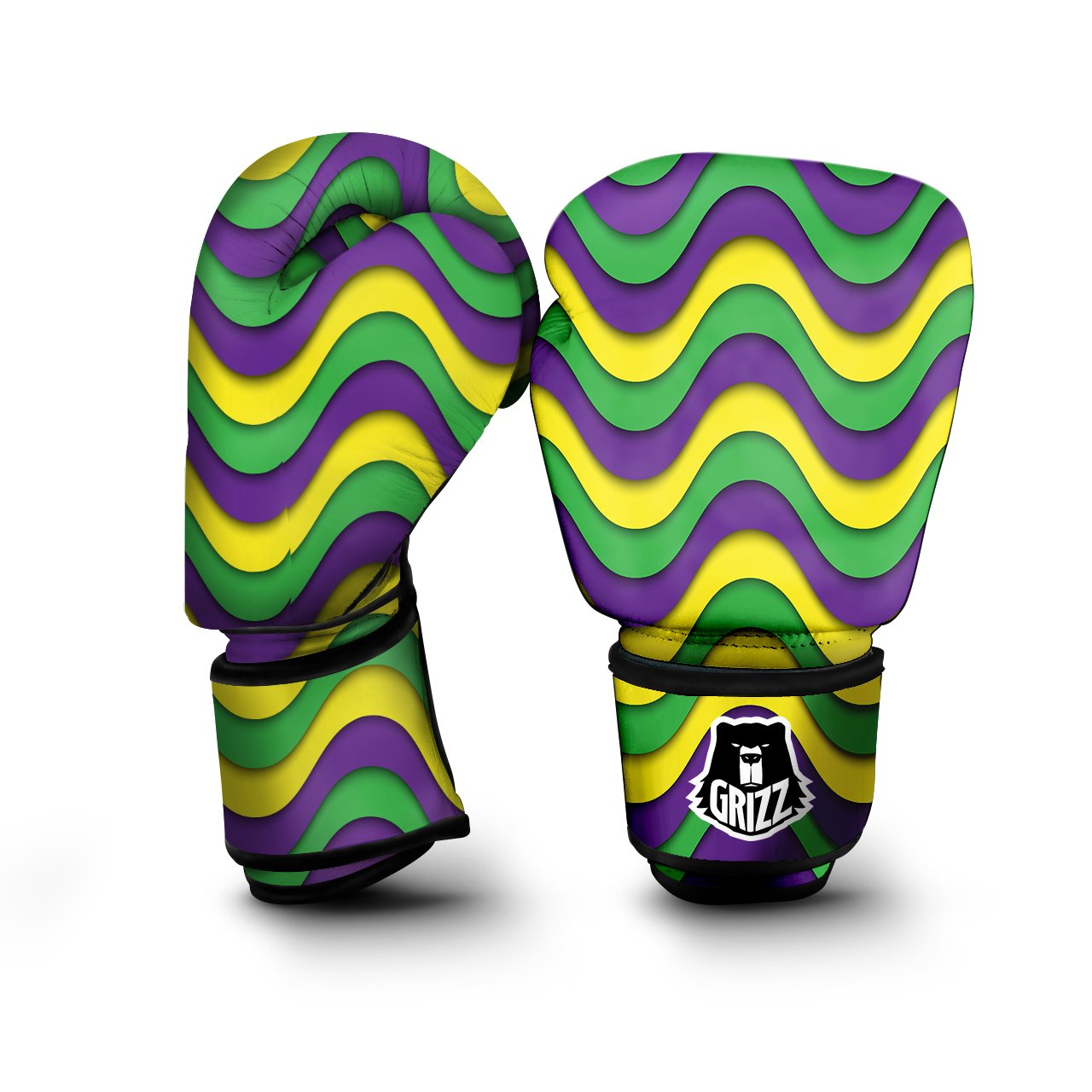 Wave Mardi Gras Print Pattern Boxing Gloves-grizzshop