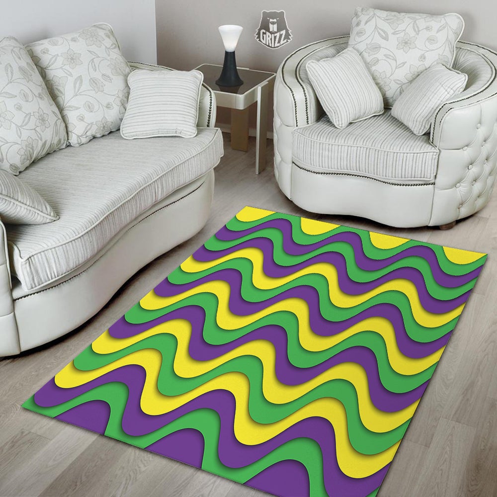 Wave Mardi Gras Print Pattern Floor Mat-grizzshop