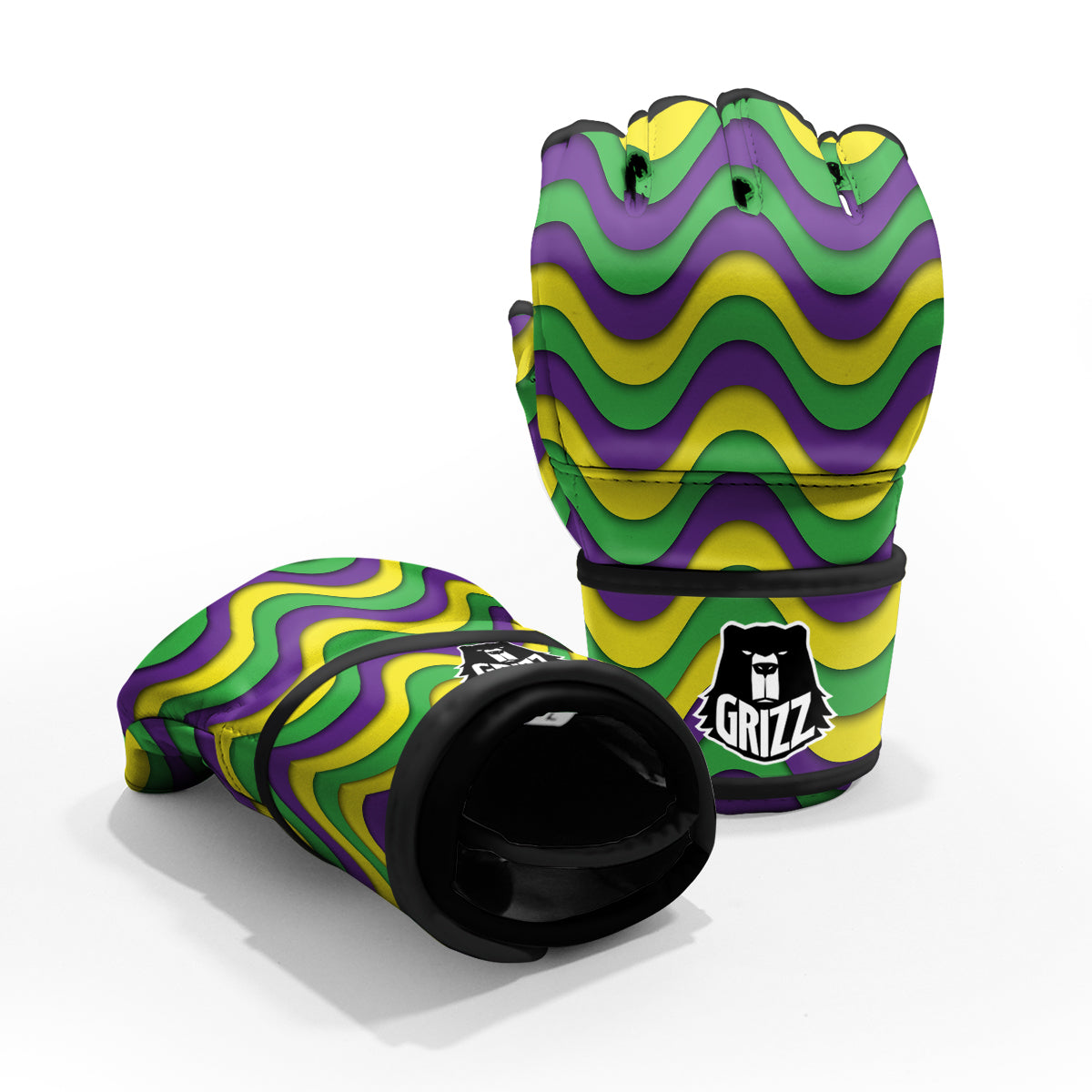 Wave Mardi Gras Print Pattern MMA Gloves-grizzshop