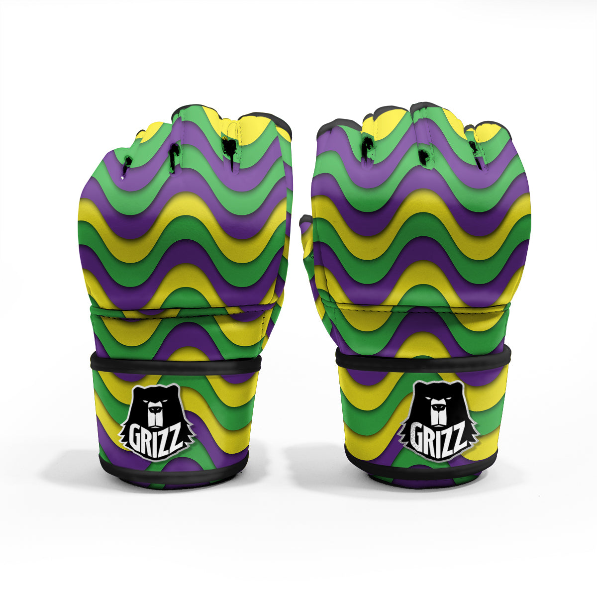 Wave Mardi Gras Print Pattern MMA Gloves-grizzshop