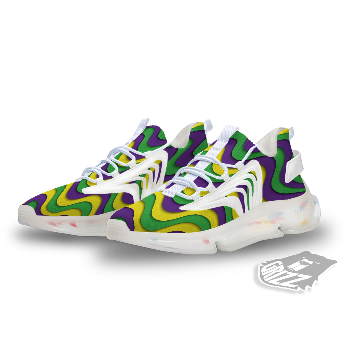 Wave Mardi Gras Print Pattern White Gym Shoes-grizzshop
