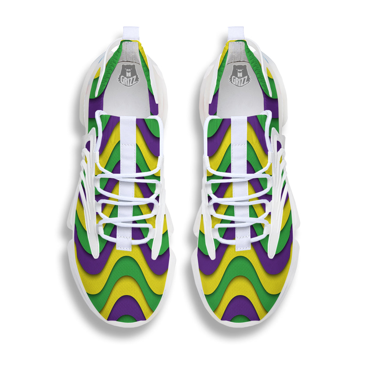 Wave Mardi Gras Print Pattern White Gym Shoes-grizzshop