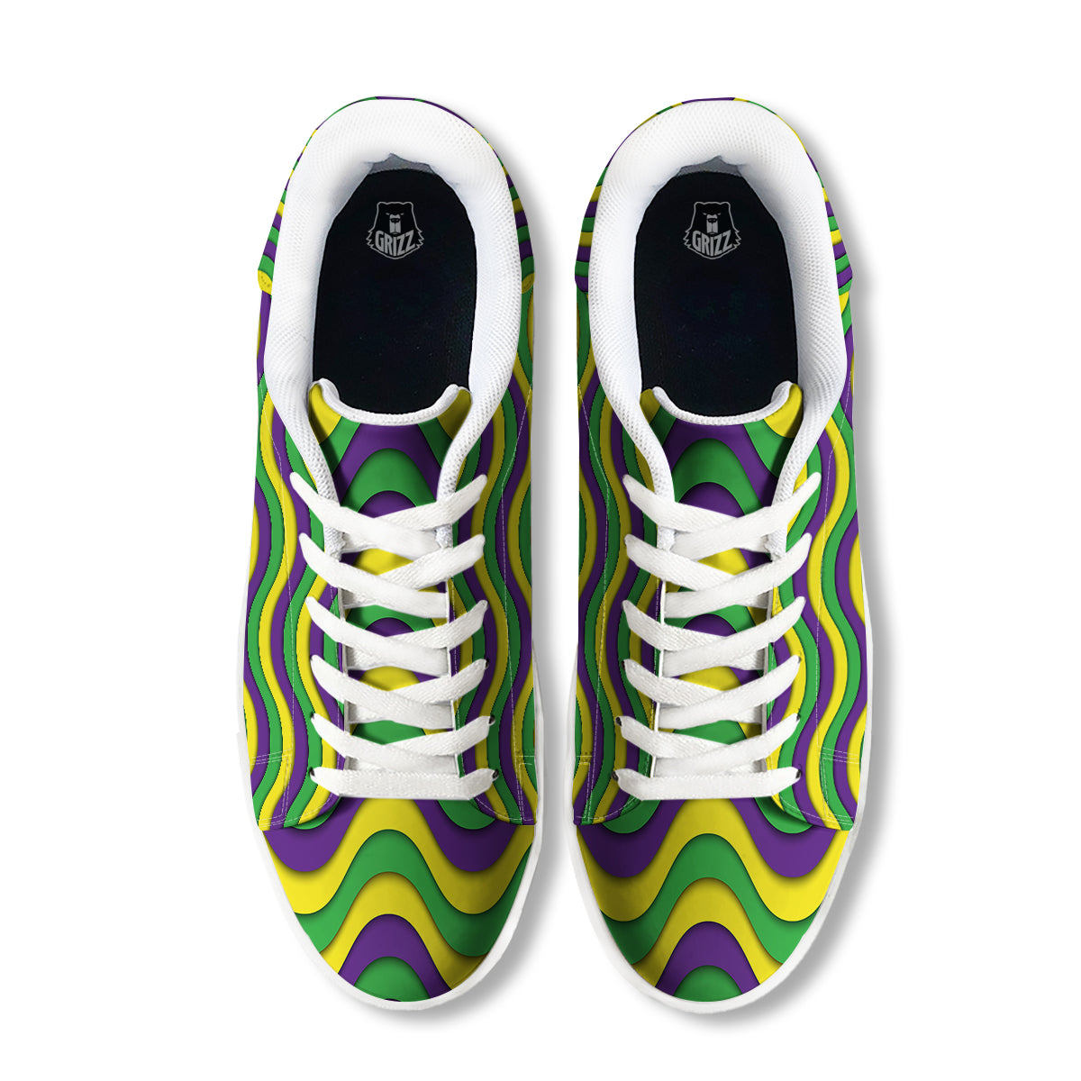 Wave Mardi Gras Print Pattern White Low Top Sneakers-grizzshop