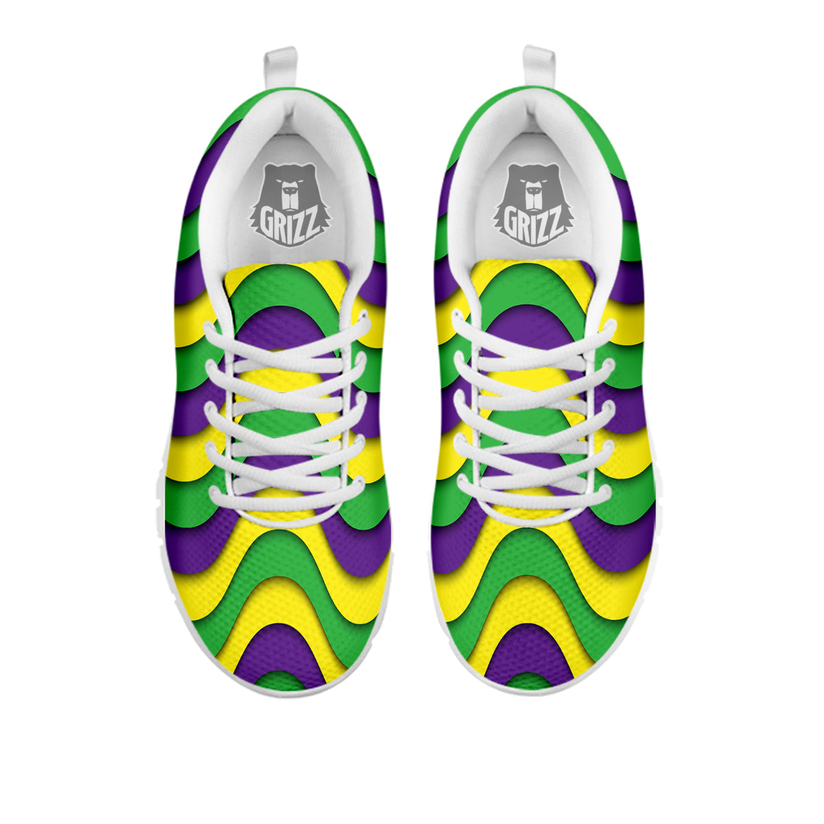 Wave Mardi Gras Print Pattern White Sneaker-grizzshop