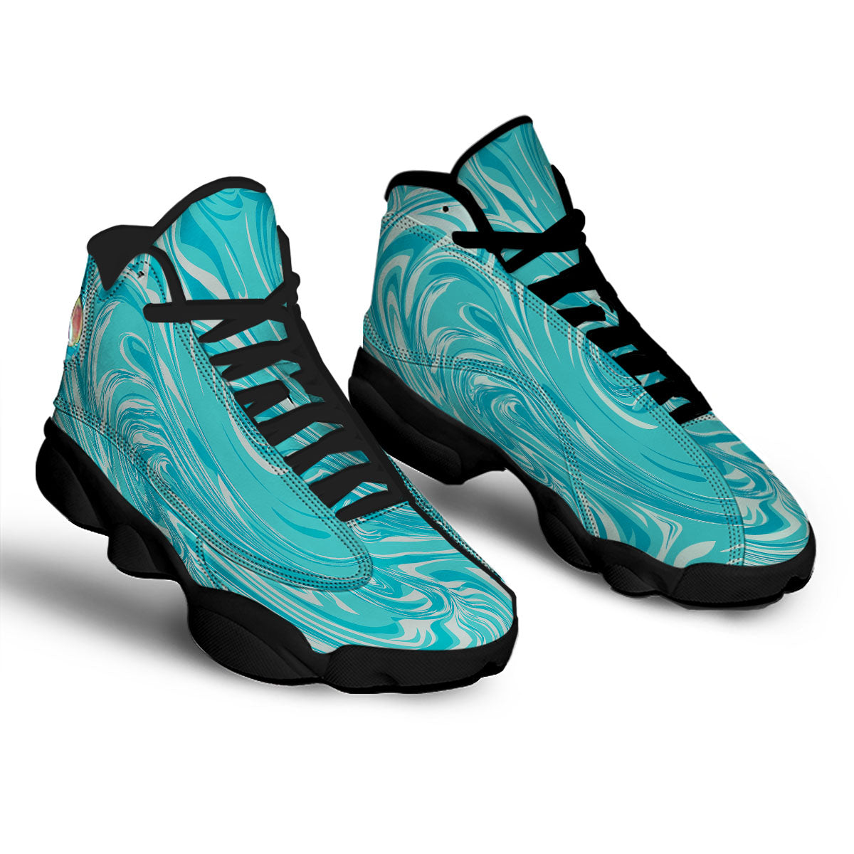 Wave Psychedelic Print Pattern Black Basketball Shoes-grizzshop