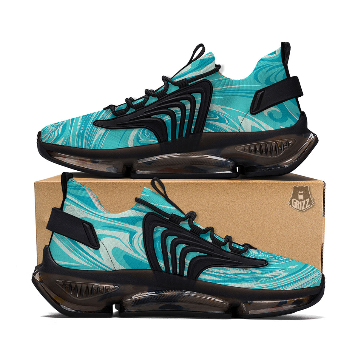 Wave Psychedelic Print Pattern Black Gym Shoes-grizzshop