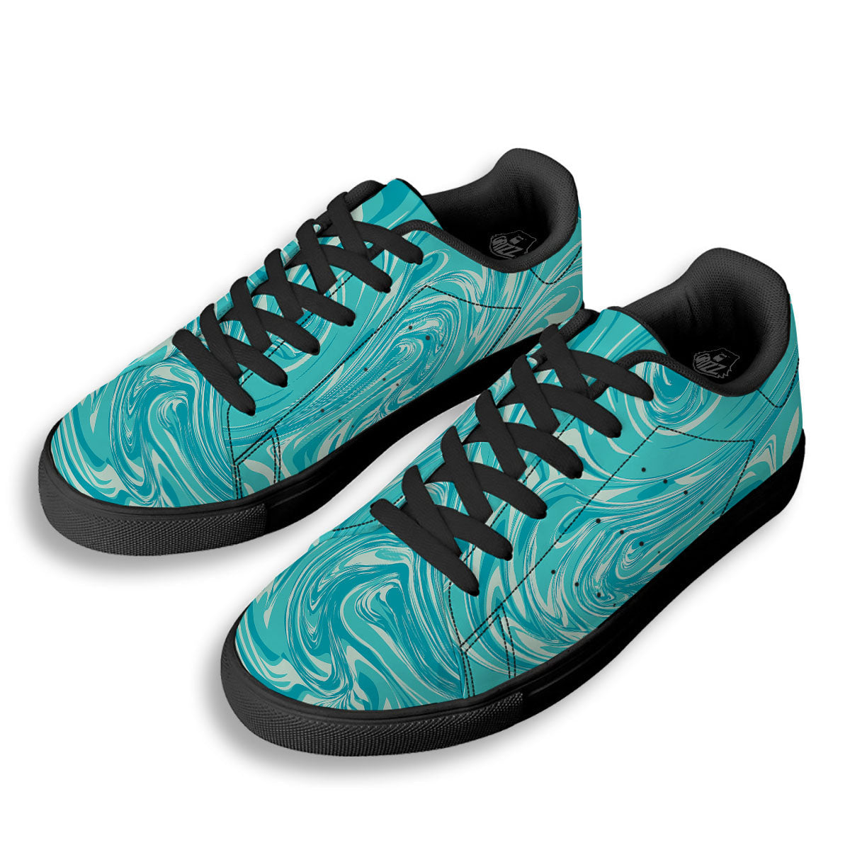 Wave Psychedelic Print Pattern Black Low Top Sneakers-grizzshop
