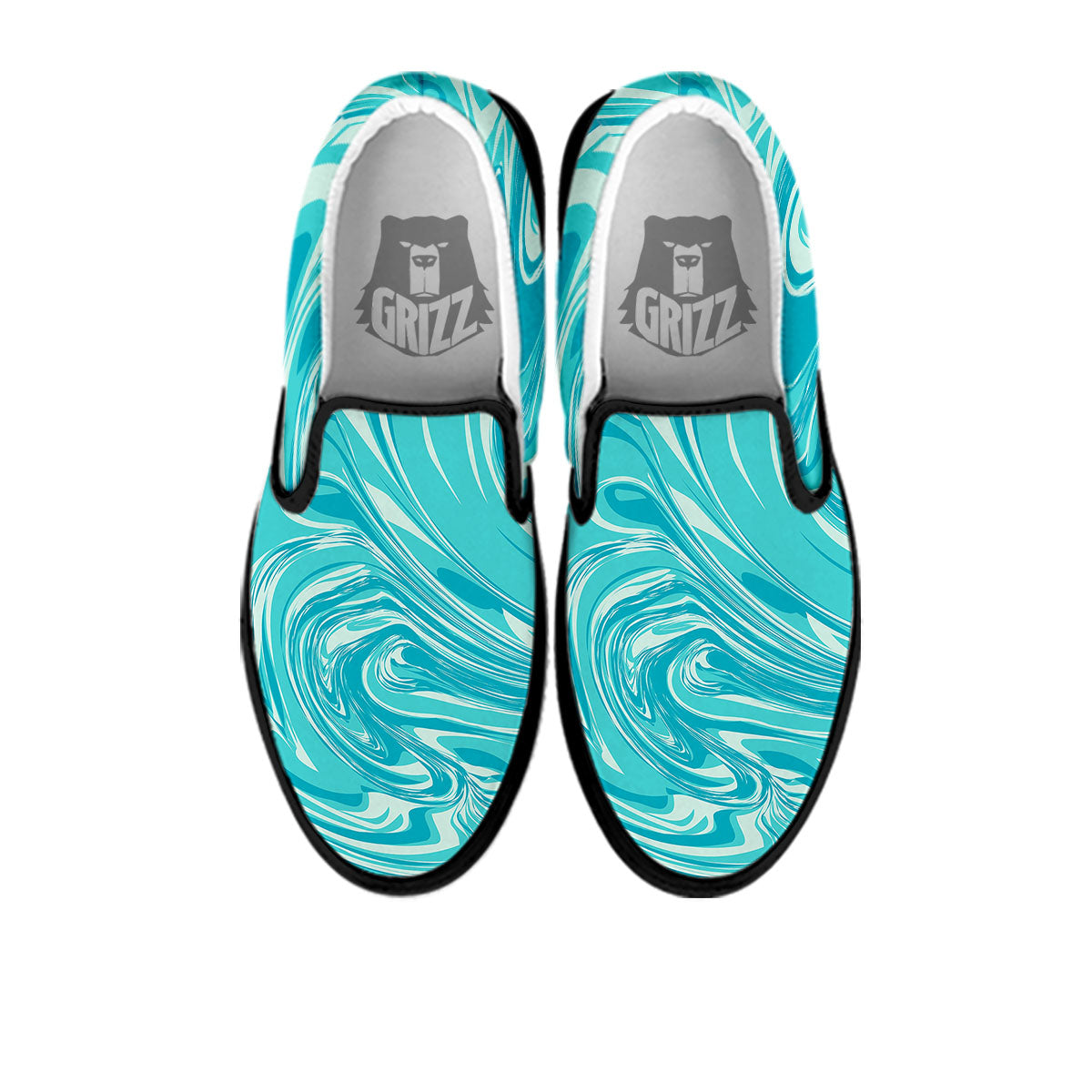 Wave Psychedelic Print Pattern Black Slip On Shoes-grizzshop