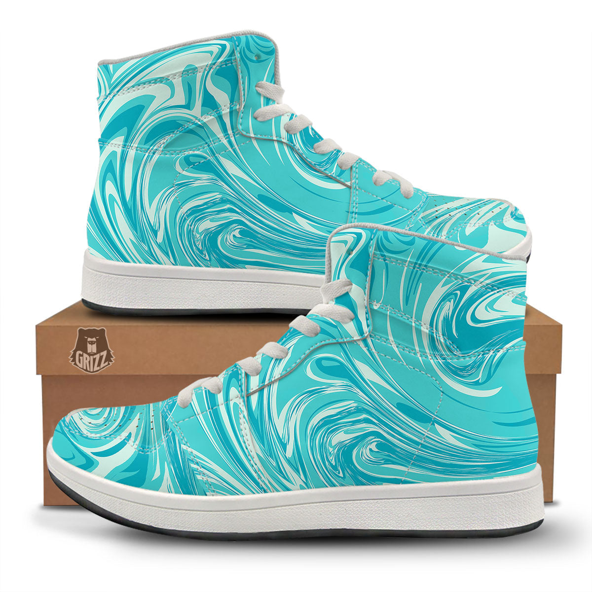Wave Psychedelic Print Pattern High Top Sneakers-grizzshop