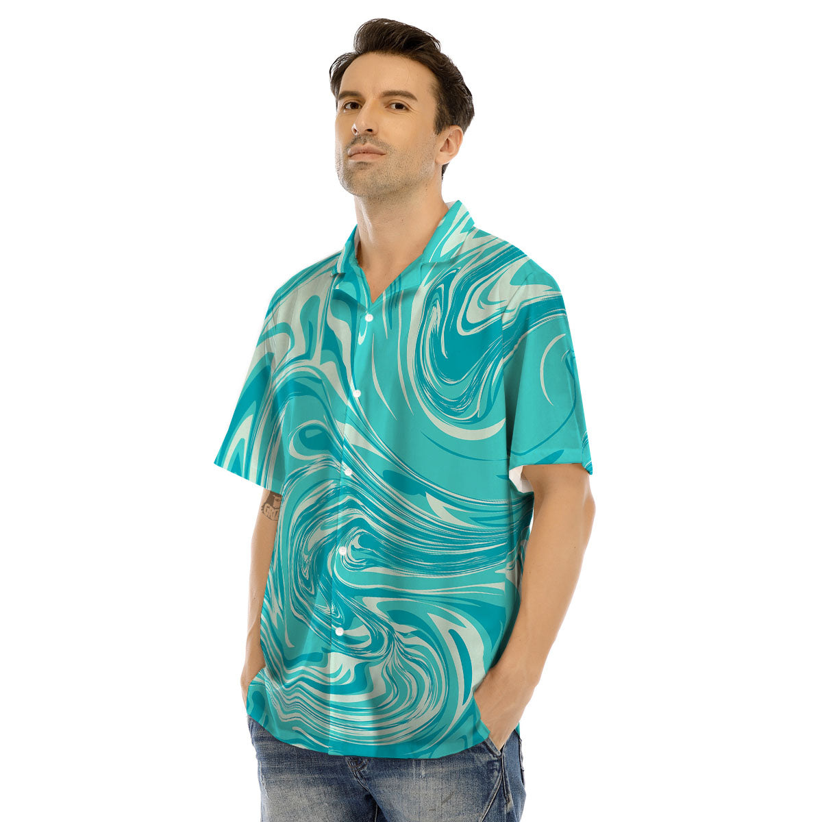 Wave Psychedelic Print Pattern Men's Hawaiian Shirt-grizzshop