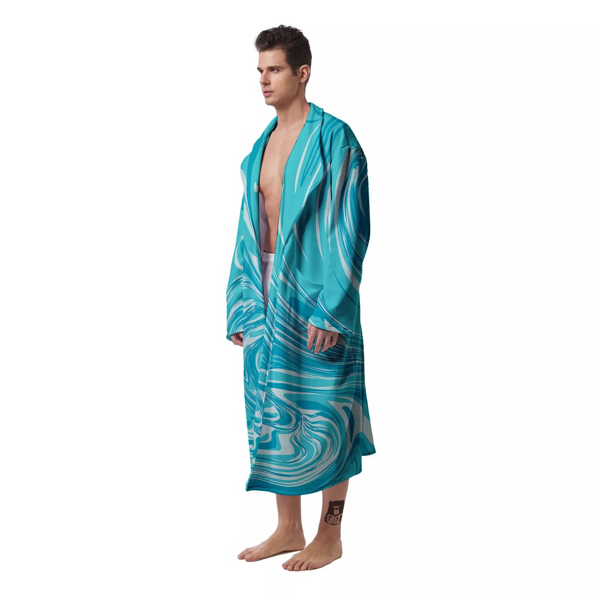 Wave Psychedelic Print Pattern Men's Robe-grizzshop