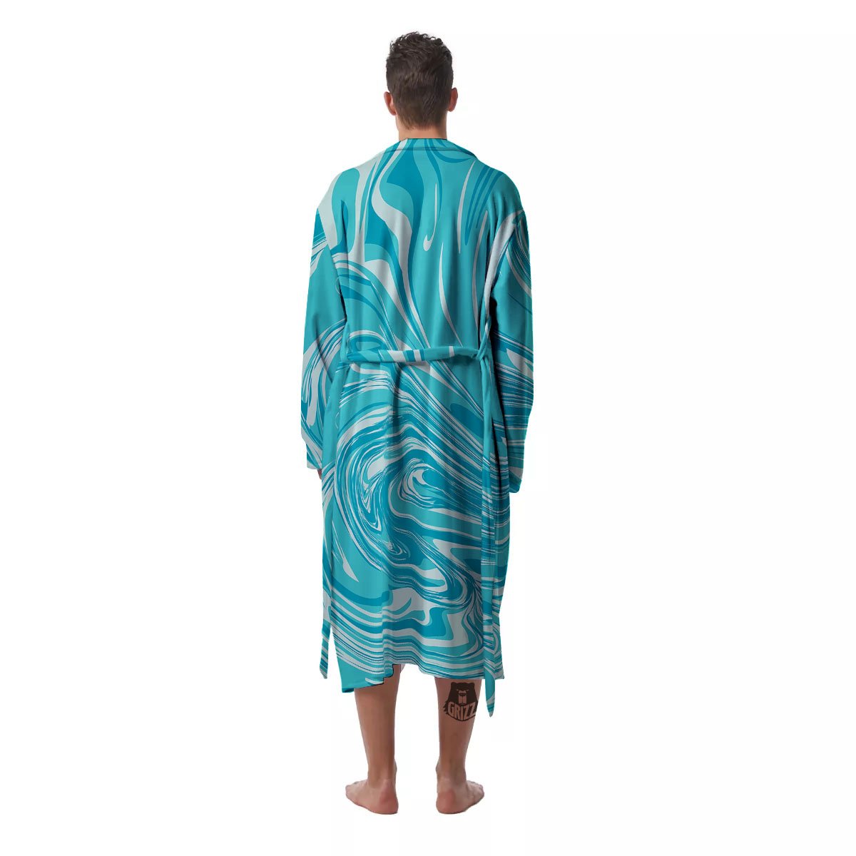 Wave Psychedelic Print Pattern Men's Robe-grizzshop