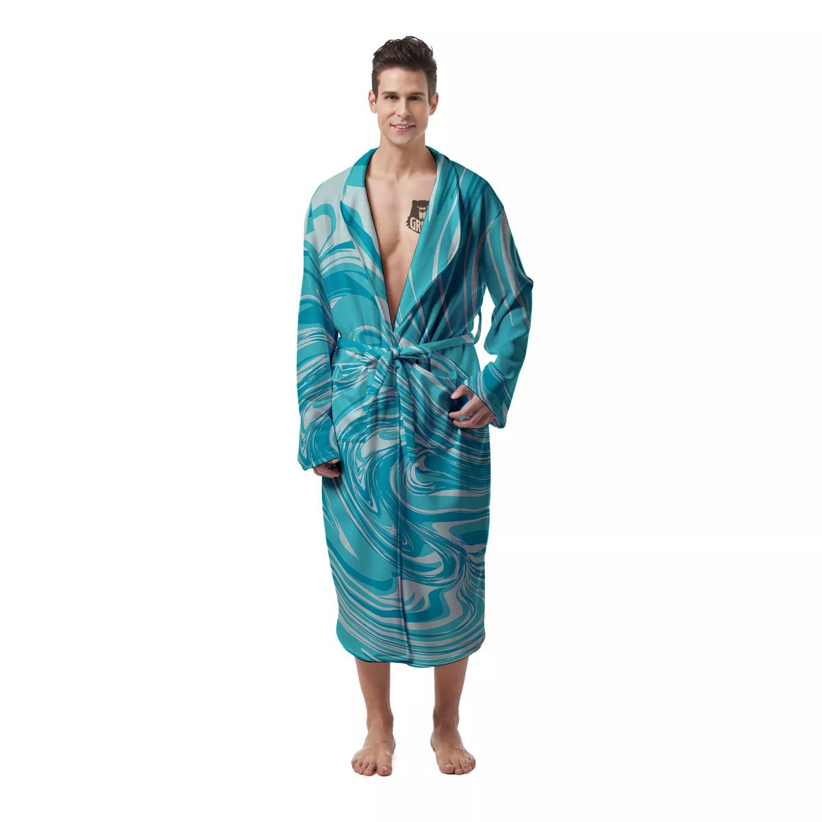 Wave Psychedelic Print Pattern Men's Robe-grizzshop