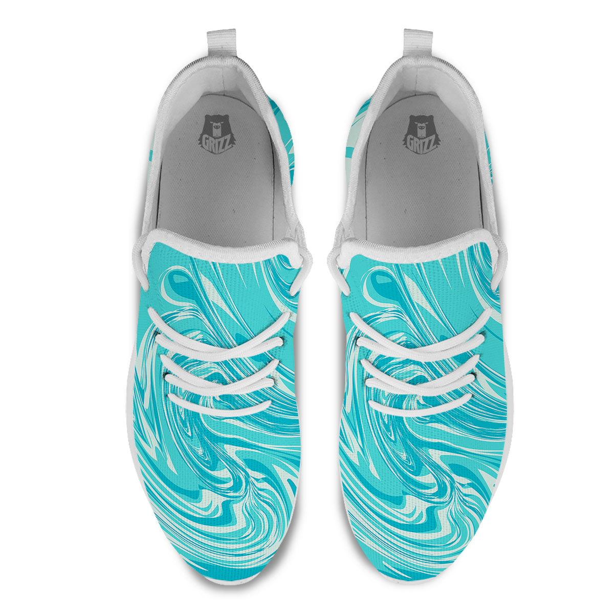 Wave Psychedelic Print Pattern White Athletic Shoes-grizzshop