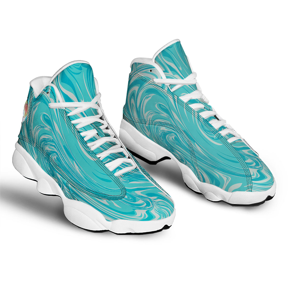Wave Psychedelic Print Pattern White Basketball Shoes-grizzshop