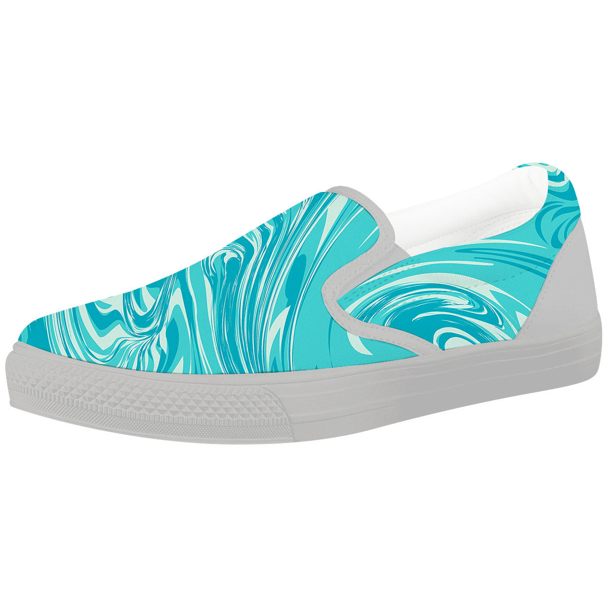 Wave Psychedelic Print Pattern White Slip On Shoes-grizzshop