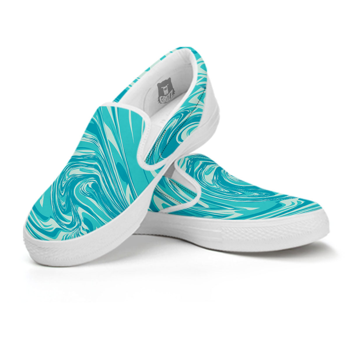 Wave Psychedelic Print Pattern White Slip On Shoes-grizzshop