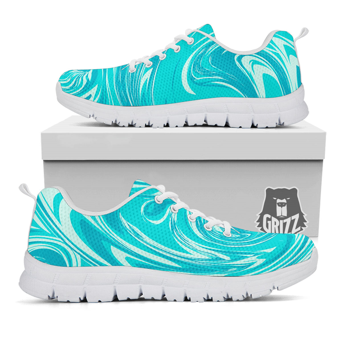 Wave Psychedelic Print Pattern White Sneaker-grizzshop
