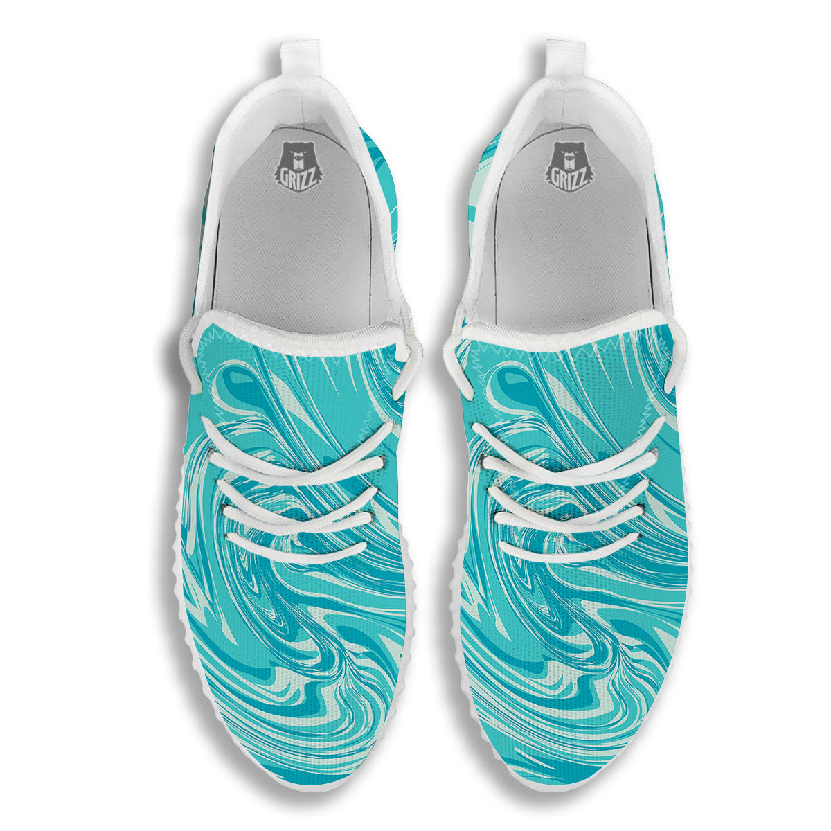 Wave Psychedelic Print Pattern White Walking Shoes-grizzshop