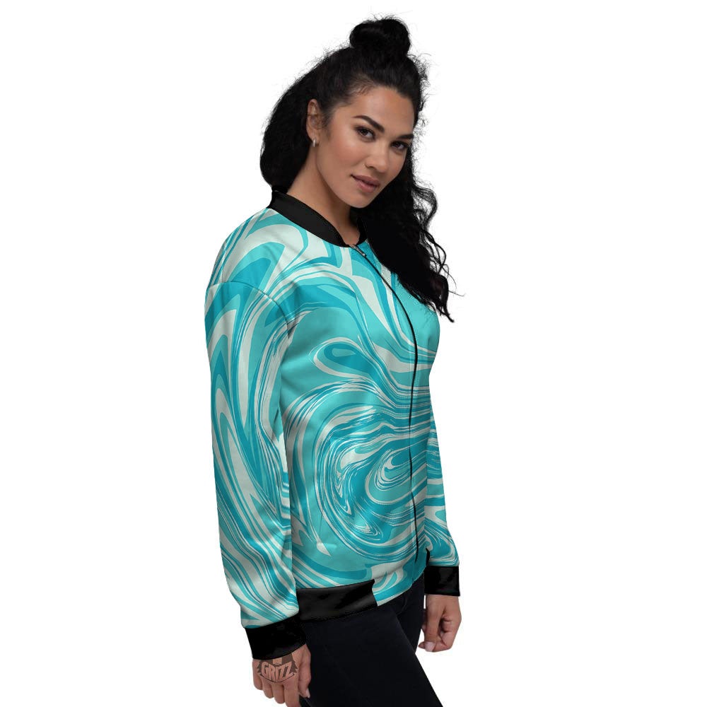 Wave Psychedelic Print Pattern Women's Bomber Jacket-grizzshop