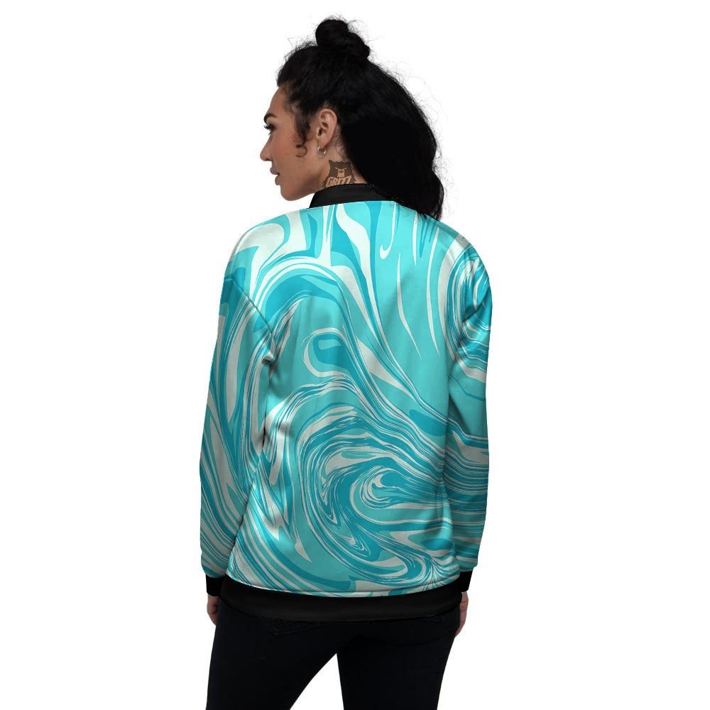 Wave Psychedelic Print Pattern Women's Bomber Jacket-grizzshop