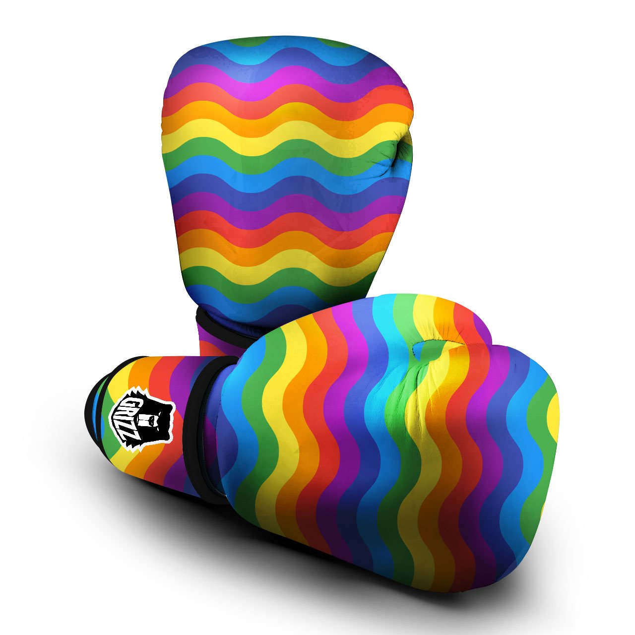 Wave Rainbow Print Pattern Boxing Gloves-grizzshop