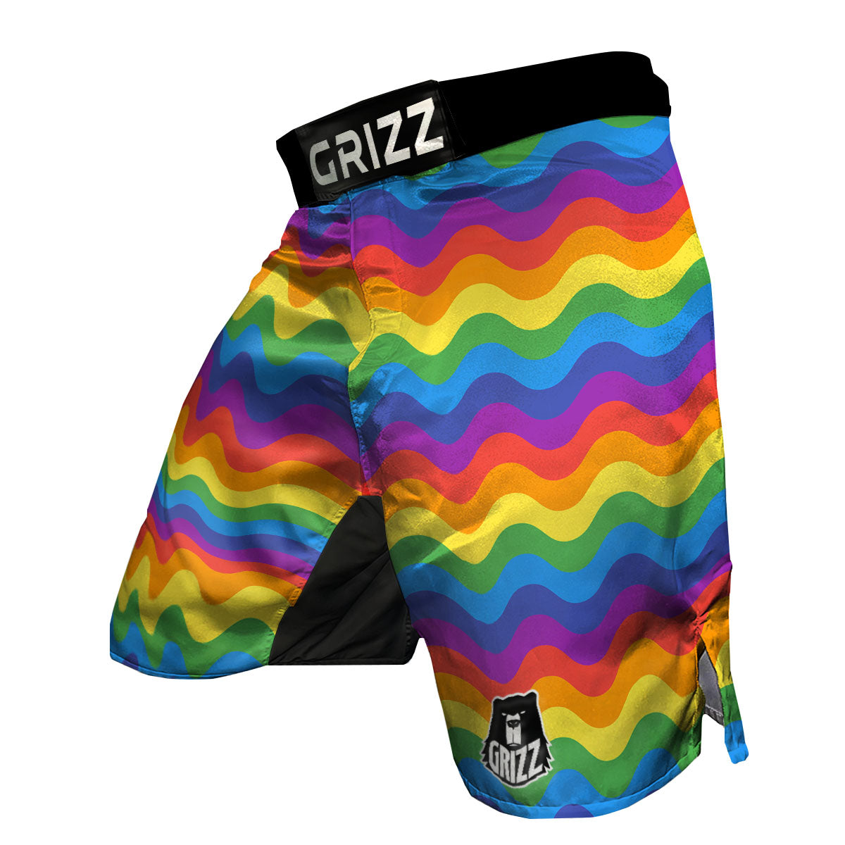 Wave Rainbow Print Pattern MMA Shorts-grizzshop