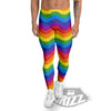 Wave Rainbow Print Pattern Men's Leggings-grizzshop