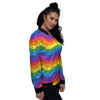 Wave Rainbow Print Pattern Women's Bomber Jacket-grizzshop