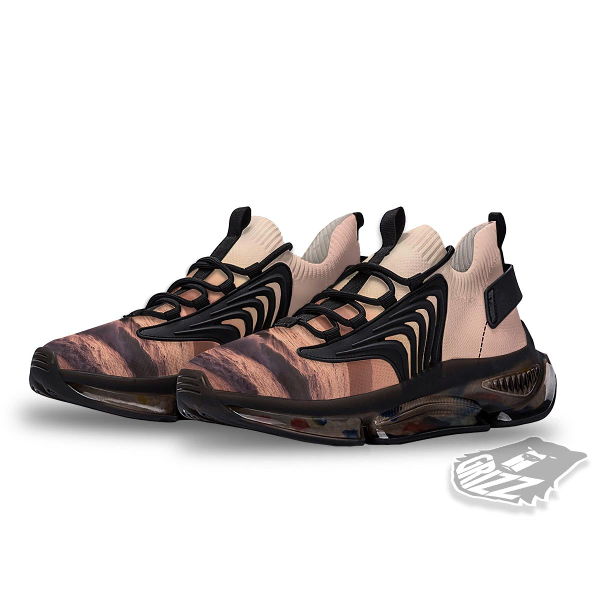 Wave Sunrise Print Black Gym Shoes-grizzshop