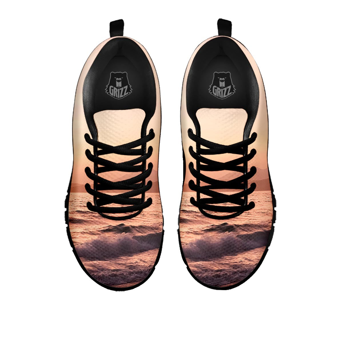 Wave Sunrise Print Black Sneaker-grizzshop