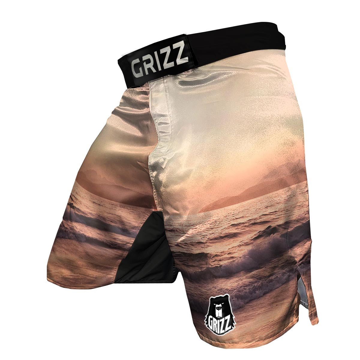 Wave Sunrise Print MMA Shorts-grizzshop
