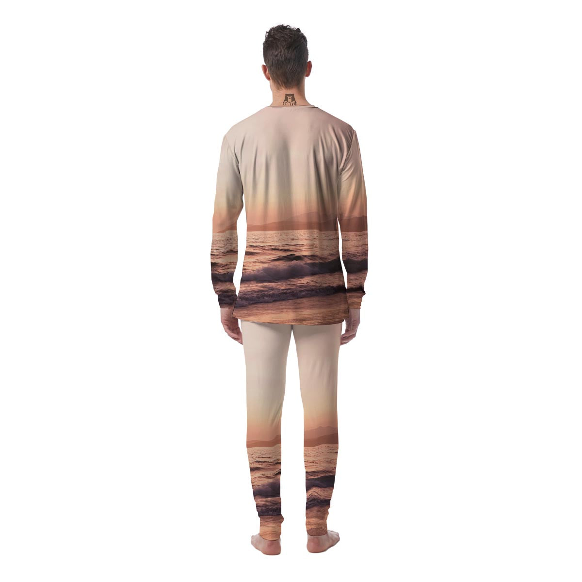 Wave Sunrise Print Men's Pajamas-grizzshop