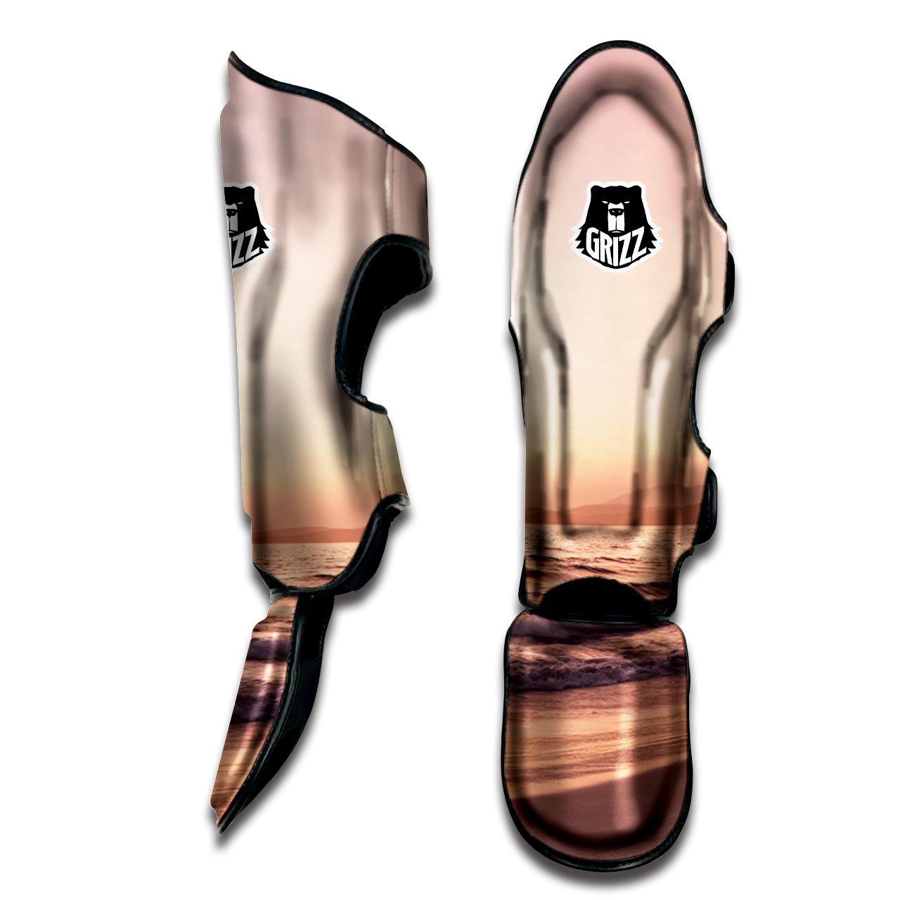 Wave Sunrise Print Muay Thai Shin Guards-grizzshop