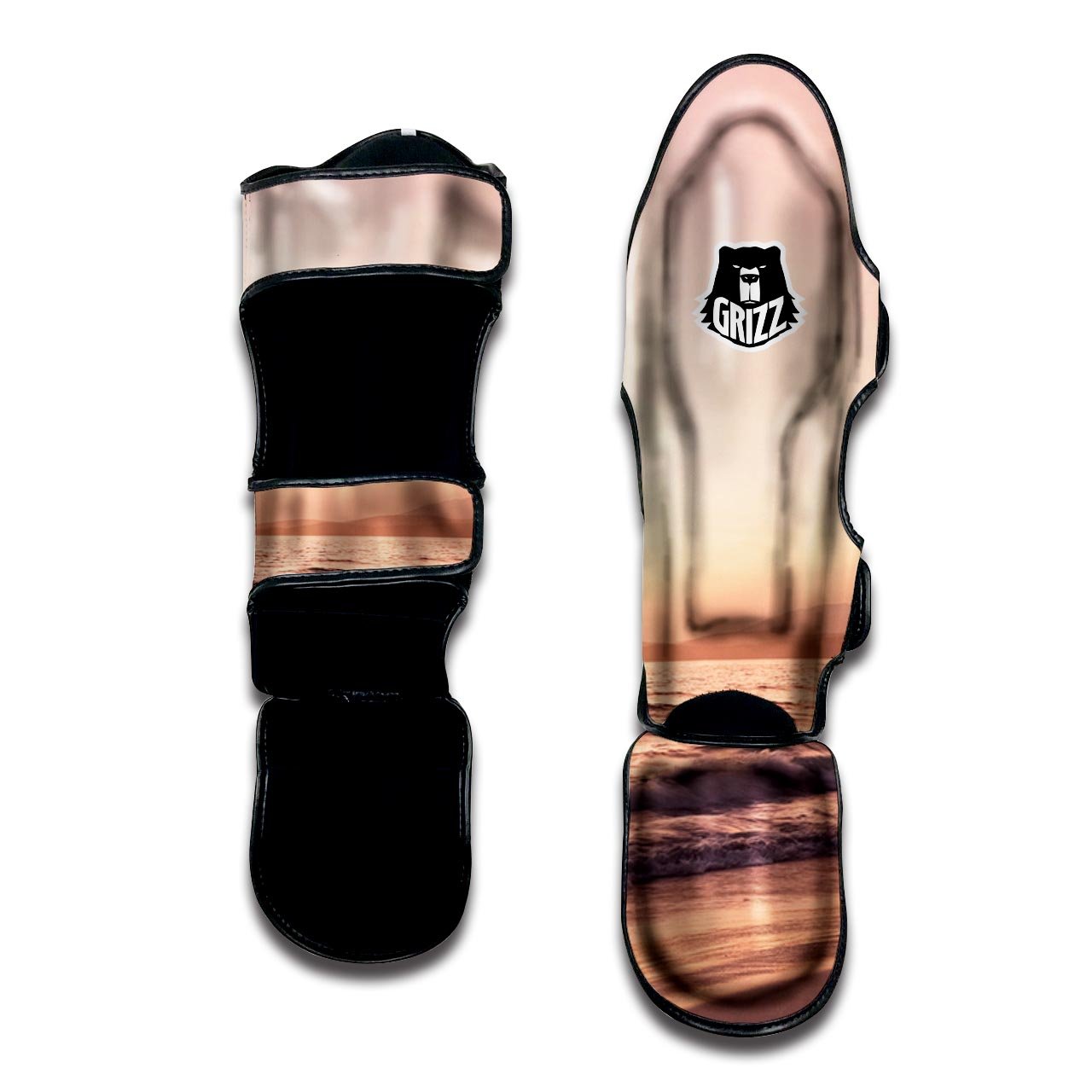 Wave Sunrise Print Muay Thai Shin Guards-grizzshop