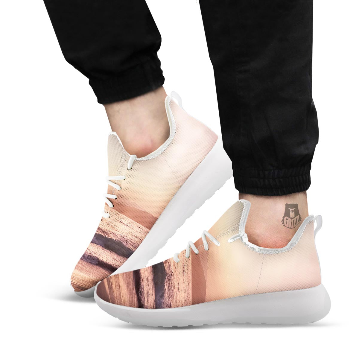 Wave Sunrise Print White Athletic Shoes-grizzshop