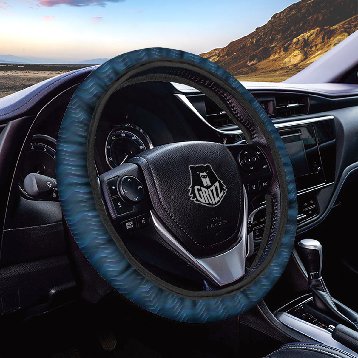 Wave Surfing Deep Sea Print Pattern Car Steering Wheel Cover-grizzshop
