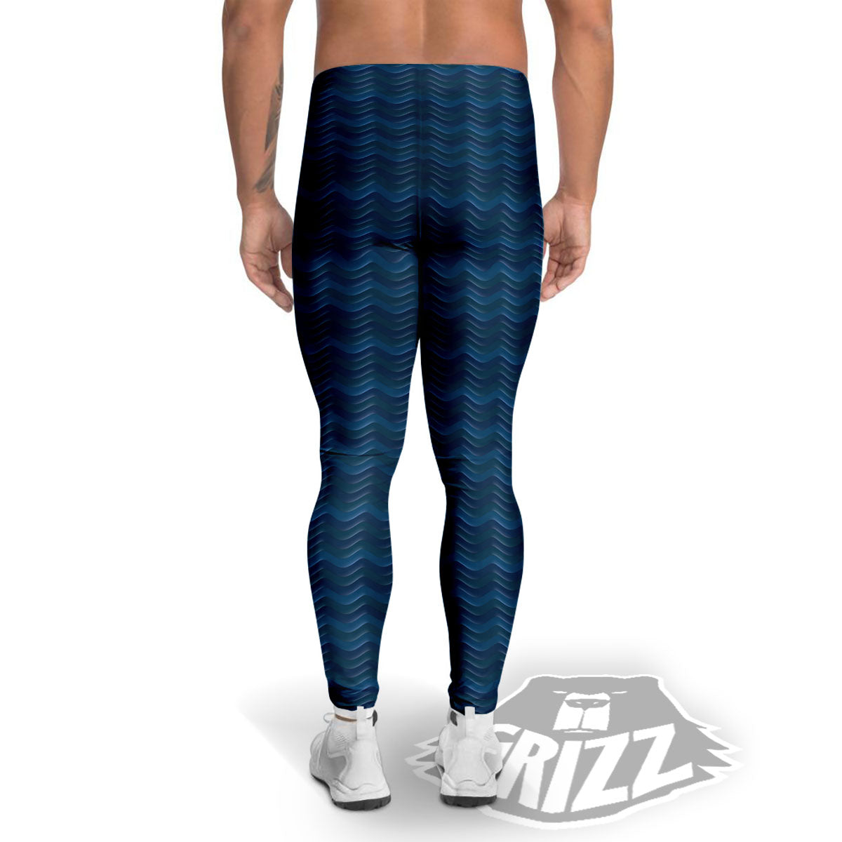 Wave Surfing Deep Sea Print Pattern Men's Leggings-grizzshop