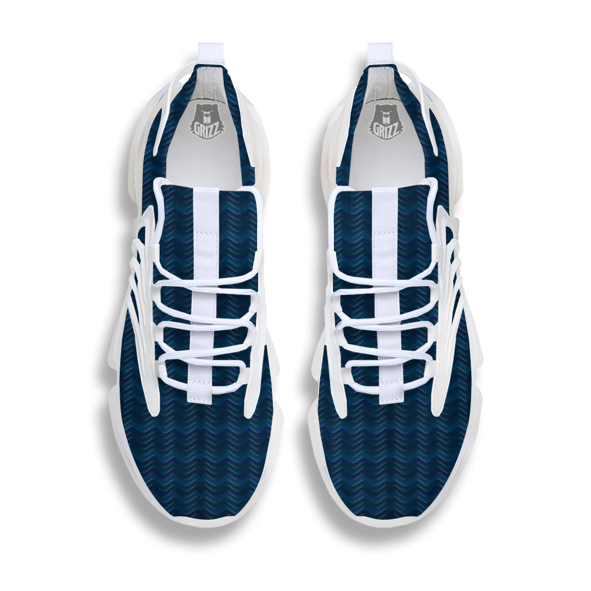 Wave Surfing Deep Sea Print Pattern White Gym Shoes-grizzshop