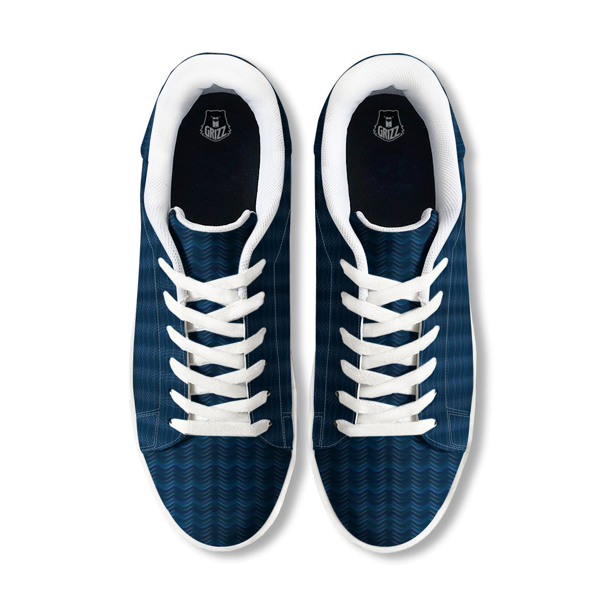 Wave Surfing Deep Sea Print Pattern White Low Top Sneakers-grizzshop