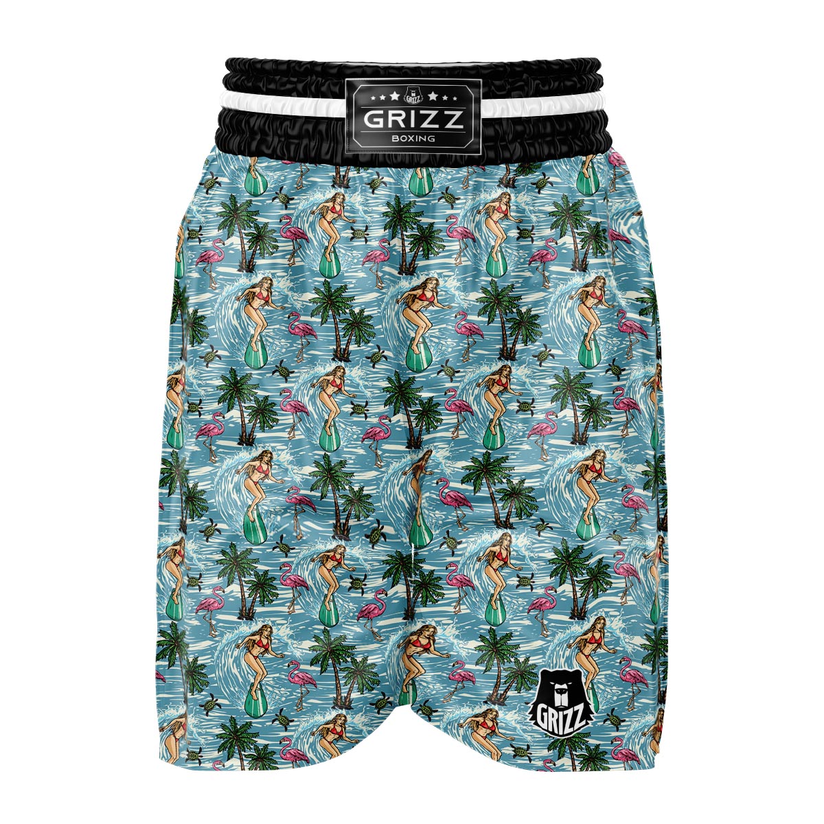 Wave Surfing Print Pattern Boxing Shorts-grizzshop