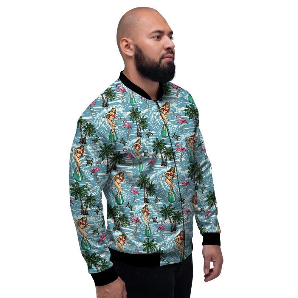 Wave Surfing Print Pattern Men's Bomber Jacket-grizzshop