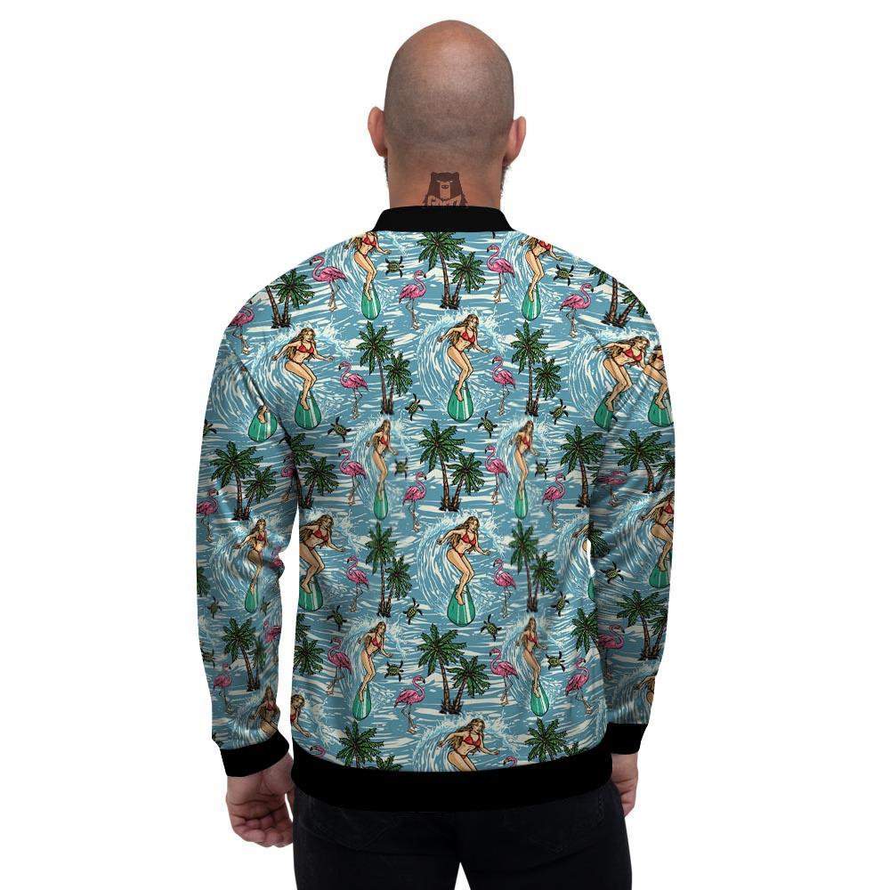 Wave Surfing Print Pattern Men's Bomber Jacket-grizzshop
