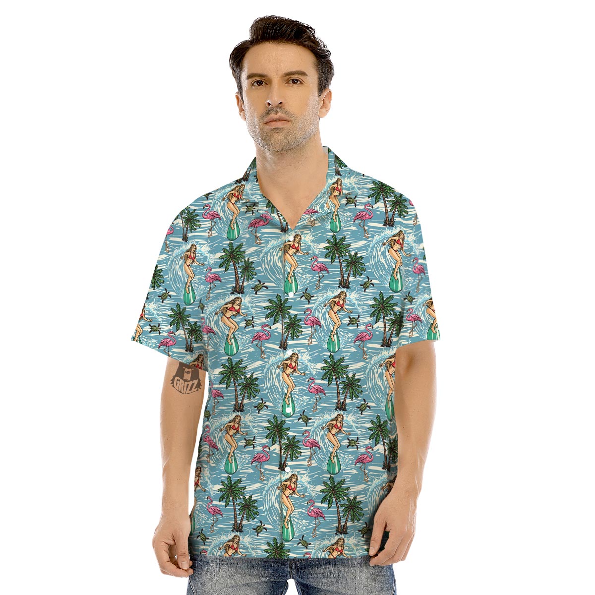 Wave Surfing Print Pattern Men's Hawaiian Shirt-grizzshop