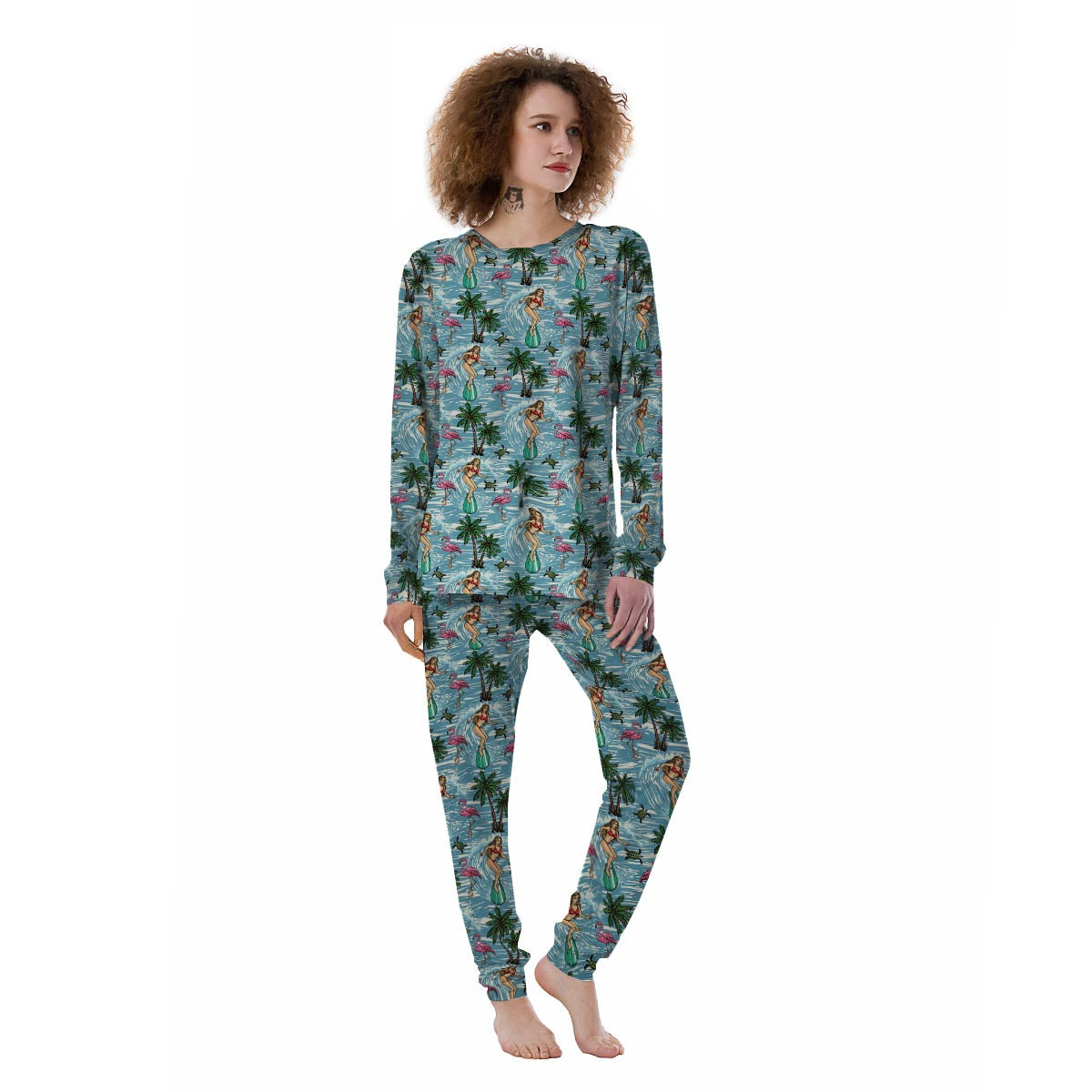 Wave Surfing Print Pattern Women's Pajamas-grizzshop