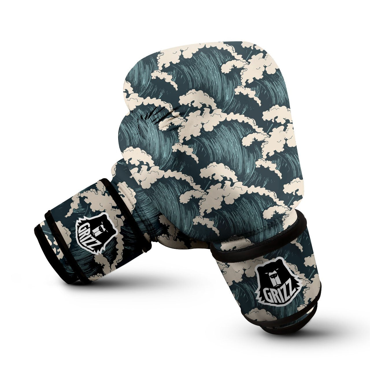 Wave Water Print Pattern Boxing Gloves-grizzshop